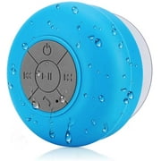 Bluetooth Handsfree Portable Wireless Shower Speaker. Waterproof, Built in Microphone, Suction Cup Mounts Almost Anywhere, 4 Hours Play Time, Blue