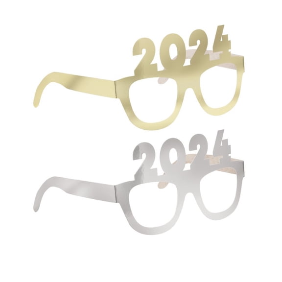 2024 Novelty Party Glasses Foil Paper Graduation Gold Silver, Unique, 4 ct