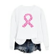 thumbnail image 4 of HOMBOM Hoodless Sweatshirt for Women White Crew Neck Fall Pullover Breast Cancer Long Sleeve Womens Tops Graphic, 4 of 4