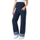 thumbnail image 1 of INSPIRE CHIC Jeans de Maternidad para Mujeres, Denim de Pierna Recta, con Puños, Alta Elasticidad, sobre el Vientre, Pantalones para Embarazadas, Casual y de Trabajo, XL Negro Azul, 1 of 6