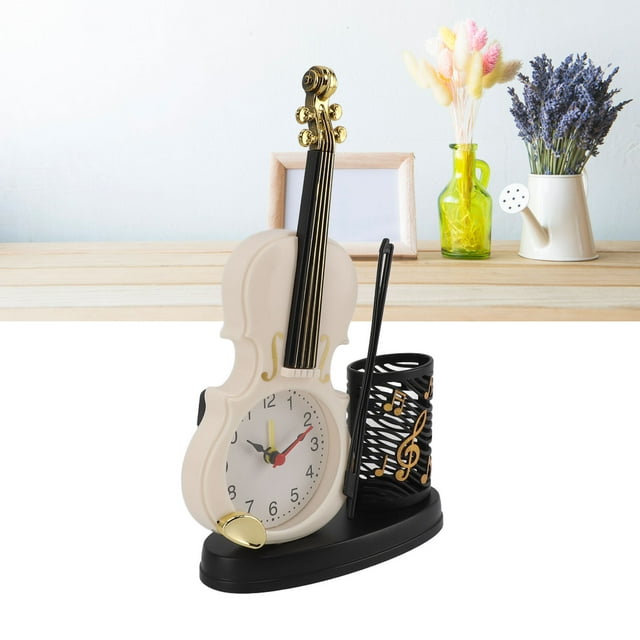 Despertador De Violín Reloj Despertador De Mesa Con Función De Sacapuntas De Moda Retro Con Portalápices Y Diseño Inspirador Para Amantes De La Música