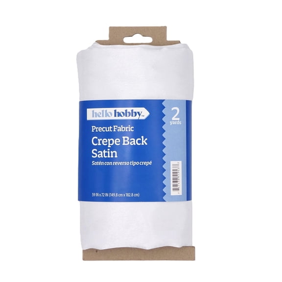 Hello Hobby 59” x 72” 100% polyester crepe back satin 2 yard precut fabric, White, 59" wide for sewing & crafting