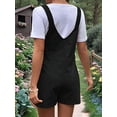 thumbnail image 5 of Women'S Summer Casual Bib Short Overalls Loose Linen Jumpsuit Beach Outfits Travel Vacation Clothes Black XL, 5 of 6