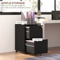 thumbnail image 3 of Black 2-Drawer Vertical Steel Filing Cabinet on Wheels - Lockable Office File Cabinet for A4, Letter & Legal Size Documents - Ideal for Home or Office Storage, 3 of 7