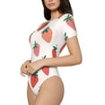thumbnail image 2 of Naloa Hand Drawn Strawberry Women's Short-Sleeved Onesie, One-Piece Swimsuit for Parties, dates, clubs - Medium, 2 of 9