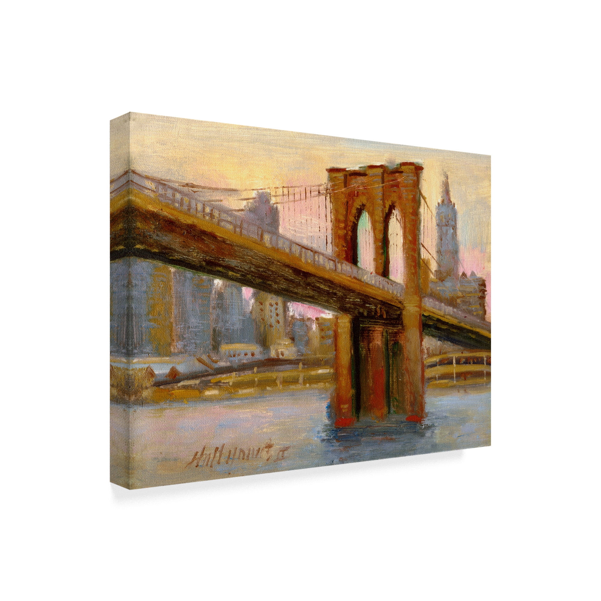 Trademark Fine Art 'Brooklyn Bridge Water' Canvas Art by Hall Groat Ii