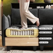 BedLuxury 84” Modular Sectional Sofa with Moveable Storage Ottoman, Cloud Couch Seats 4, Modern Living Room Furniture, Chenille Black