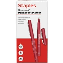 Staples Duramark Permanent Marker Ultra Fine Tip Red Dozen (ST62947)