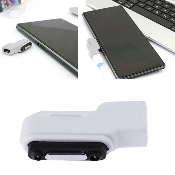Adaptador de conector micro USB a cargador magnético para SONY Xperia (blanco)