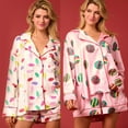 thumbnail image 5 of JZROCKER Women's Pajama Set Long Sleeve Satins Top with Shorts for Christmas Sleepwear, 5 of 19