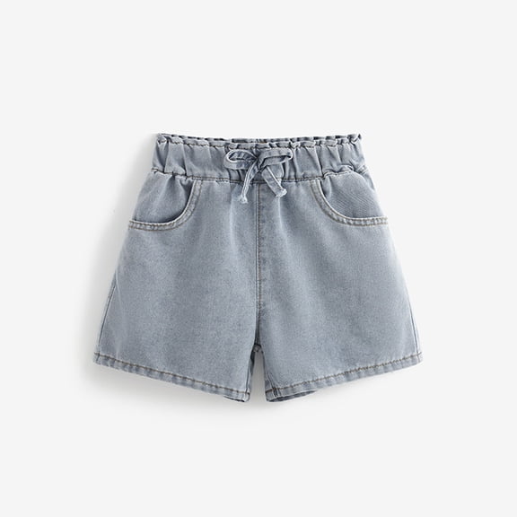 Girl Denim Shorts High Elastic Waist Wide Leg Summer Jeans with Pockets Girl Shorts Size 9-10 Years