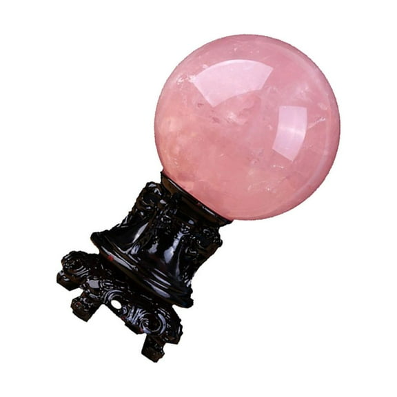 Pink Crystal Ball with Wooden Base for Elegant Home Decorations and Gifts 6CM