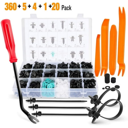 

GOOACC 390PCS Push Bumper Fastener Rivet Clips with 18 Most Popular Sizes Auto Push Pin Rivets for Benz BMW Toyota Honda Subaru Nissan Mazda