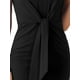 thumbnail image 5 of Vestido de lápiz de negocios para mujeres Inspire Chic, con escote en V, sin mangas, con cinturón en la cintura, vestido midi con abertura, color negro, 5 of 6