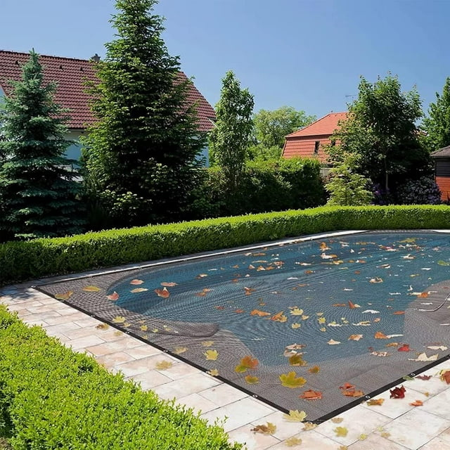 HSHDLDF Rectangle Leaf Net for In-Ground Winter Pool Covers 16x33FT Professional Fine Mesh Swimming Pool Leaf Cover Winter Safety Cover with 5M Rope 16.4x32.8