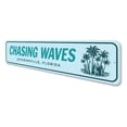 thumbnail image 4 of Chasing Waves Jacksonville Florida Surf Aluminum Metal Decor Sign - 4x18 inches, 4 of 4
