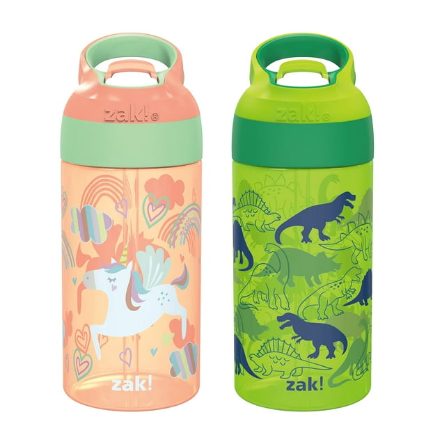 Botella de agua Zak Designs para niños, 470 ml, a prueba de fugas, paquete de 2