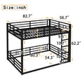 thumbnail image 2 of Harper & Bright Designs Metal Bunk Bed Full XL over Full XL with Stairs for Boys and Girls, Floor Bed with Guardrails for Bedroom, Black, 2 of 11