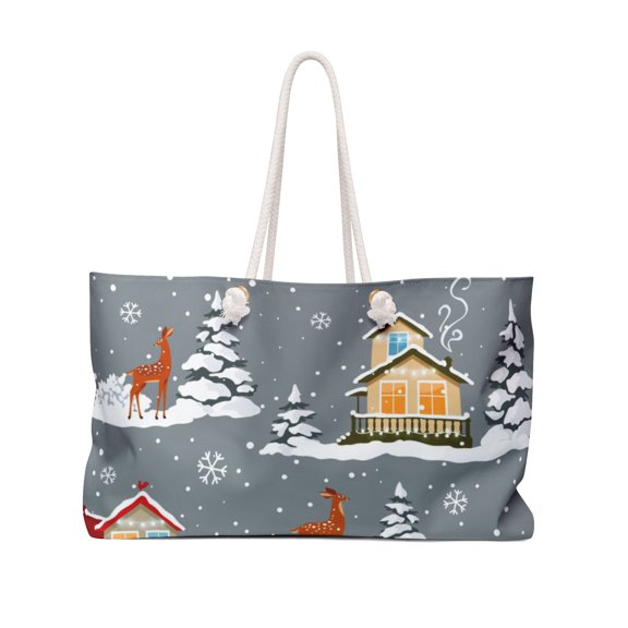 Snowy Christmas Holiday Weekender Bag Birthday Bag Travel Bag Beach Bag