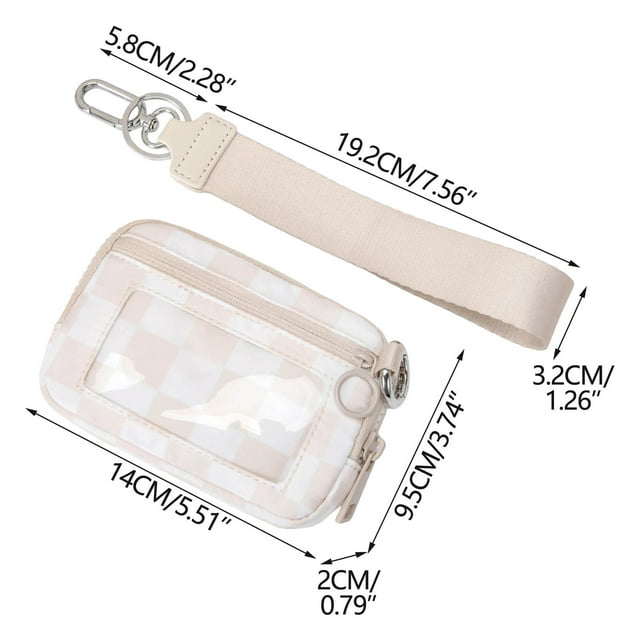 Waterproof Wristlet Pouch With Clear ID Card Slot And Adjustable Wrist Strap – Plaid Pattern