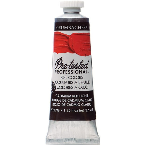 Grumbacher Pre-Tested Oil Color, 37ml Tube, Cadmium Red Light