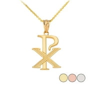 CHI-RHO SYMBOL PENDANT NECKLACE IN GOLD (YELLOW/ ROSE/WHITE) :  10K  Pendant only