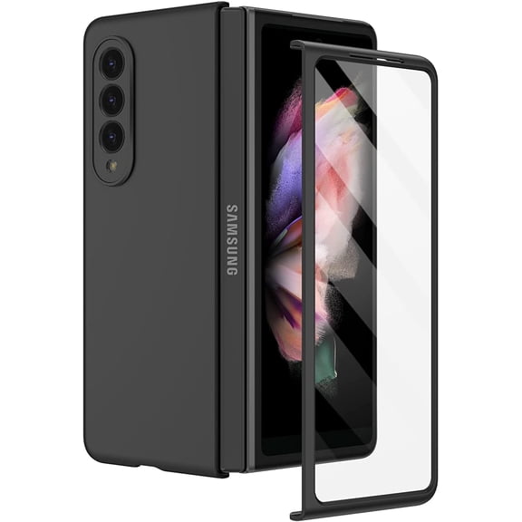 for Galaxy Z Fold 3 Full Body Case, Built-in Screen Protector, Hard PC Ultra-Thin Anti-Scratches Shockproof Protective Phone Case for Samsung Galaxy Z Fold 3 - Black