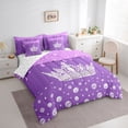 thumbnail image 2 of Erosebridal 3D Princess Crown 7-Piece Twin Bedding Sets,Purple Sequin Print Bedding Comforter Set For Girls Kids,Reversible, 2 of 7