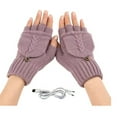 thumbnail image 4 of Audhol Knit Glove Winter Usb Warm Gloves Hand Warming Hiking Driving Running Riding Heart of Hand Back of Hand Reversible Usb Heated Gloves Warm Touchscreen Gloves for Cold Weather Purple One Size, 4 of 4