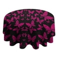 thumbnail image 4 of Black Pink Butterfly Pattern Round Tablecloth 60"x60",Wrinkle Wipeable Table Cloth for Kitchen Dining Room Picnic Patio Party, 4 of 6