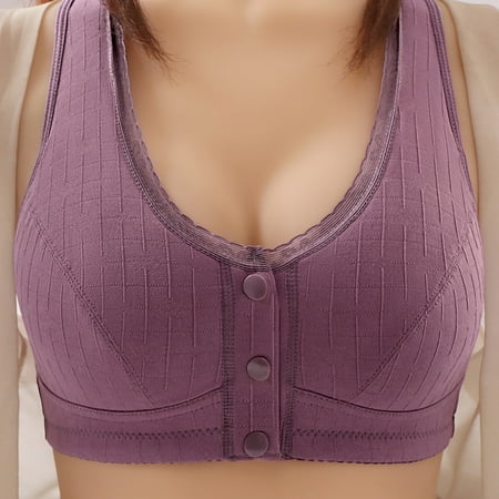 HCURIBAD Clearance! Wireless Bras  Womens Daisy Bra Sports Bras Front Snaps Wireless Beauty Back Full Coverage Comfor Easy Close Bras  Seamless Bra  Backless Bra  Bras for Women Purple S