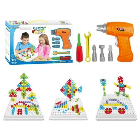 Educational Design and Drill toy Building toys set - 193 Pcs with board game STEM Learning Construction creative playset for 3, 4, 5+ Year Old Boys & Girls Best Toy Gift for Kids Ages 3yr – 6yr &