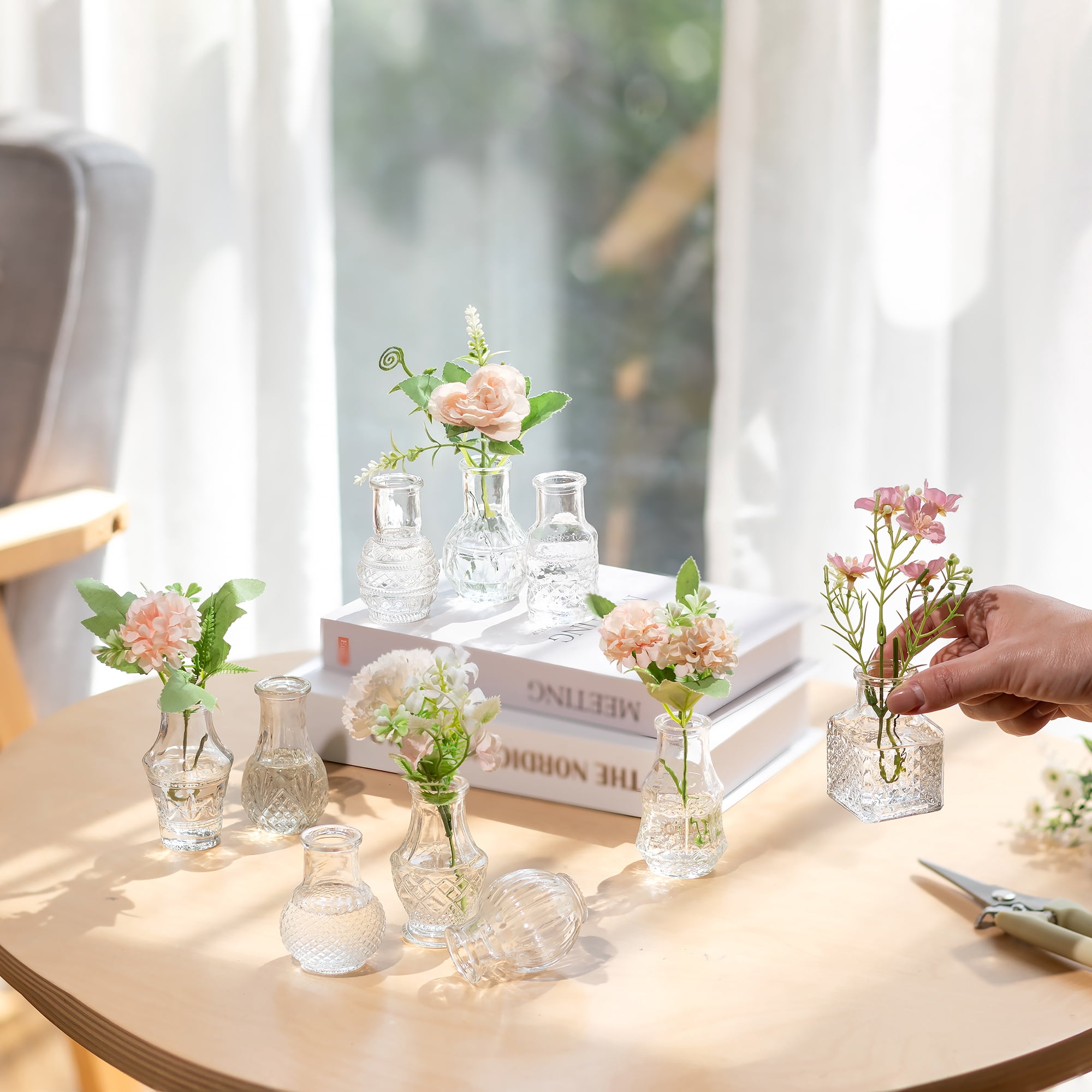 Glasseam Set of 40 Clear Glass Bud Vases: Mini Vintage Flower Vases for Weddings, Centerpieces, and Home Decor, Bulk Pack for Table Settings and Events