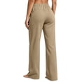 thumbnail image 6 of hlysgo Wide Leg Pants for Women Casual Flowy Crepe Trousers Wrinkle Free Relaxed Lounge Work Business Pant with Pockets Khaki,M, 6 of 6