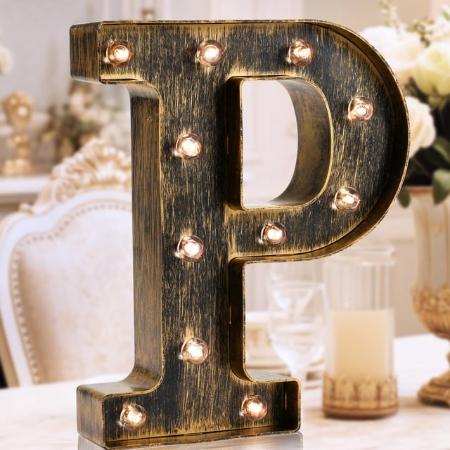 Letrero decorativo OYCBUZO, estilo vintage, letra P, 23 cm