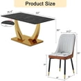 thumbnail image 4 of SUDICA 63" Glass Dining Table Set for 6, Gray-Brown PU Chairs, Gold Base for Villa Dining Room, 4 of 7
