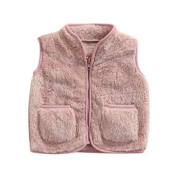 Aunavey Baby Girls Boys Faux Fur Sleeveless Vest Coat Lightweight V-Neck Short Gilet for Toddler