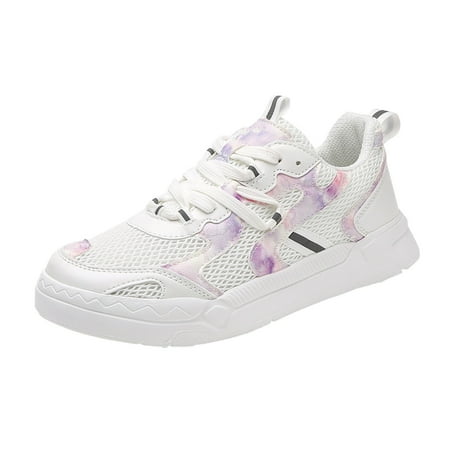 OJSFQUFP Womens Casual Shoes Couple Autumn Fashion Mesh Breathable Glow In The Dark Sneakers Lightweight Soft Sole Small White Shoes Work Flats for Women Office Pink 43