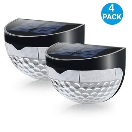 4pcs Led Solar Fence Post Lights Semi Circle Design Wall Mount