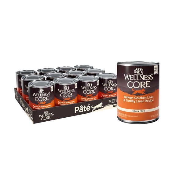 (12 Pack) Wellness CORE Natural Wet Grain Free Canned Dog Food, 12.5-Ounce Cans, Various Flavors