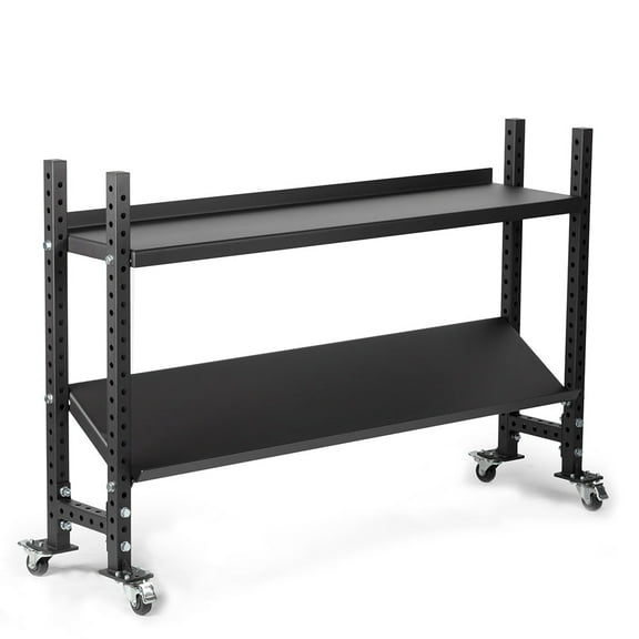 Titan Fitness 2-Tier Elite Series Mass Storage System with Castors, 45.5" x 76" Dumbbell Kettlebell Storage