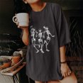 thumbnail image 2 of Blusa de manga corta con estampado de calavera divertida vintage para mujer Pompotops  hfajkhk127804, 2 of 9