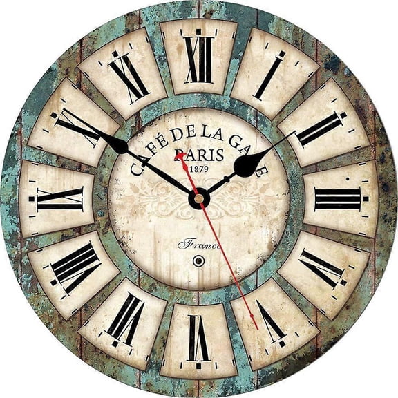 8 Inch Vintage Wall Clock Silent Battery Operated Rustic Wooden Clock with Roman Numerals for Farmhouse and Office Decor