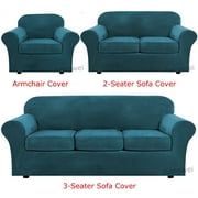 TOPCHANCES Velvet Plush Sofa Covers, Armchair Loveseat Couch Slipcover with Separate Cushion Cover (Blue, For Armchair )