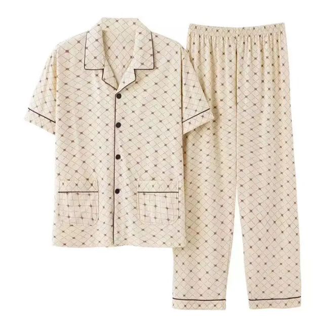 Conjunto de pijama de verano para hombre, pantalones de manga corta, 100% algodón fino, adecuado para el hogar