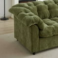 thumbnail image 6 of 94.8" Chenille Cloud Sofa, Modern Deep Seat Comfort Sofa, Plush Fluffy Upholstered Couch for Living Room, Bedroom, Office, Green Fabric 3-Seater Sofa, 6 of 7