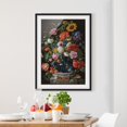 thumbnail image 2 of Póster enmarcado - Jan Davidsz De Heem - Tulips, A Sunflower, An Iris And Other Flowers In A Glass Vase On The Marble Base Of A Column Dimensión LxA: 24cm x 18cm, Marco: Negro esquí esquí Gafas de esquí, 2 of 5