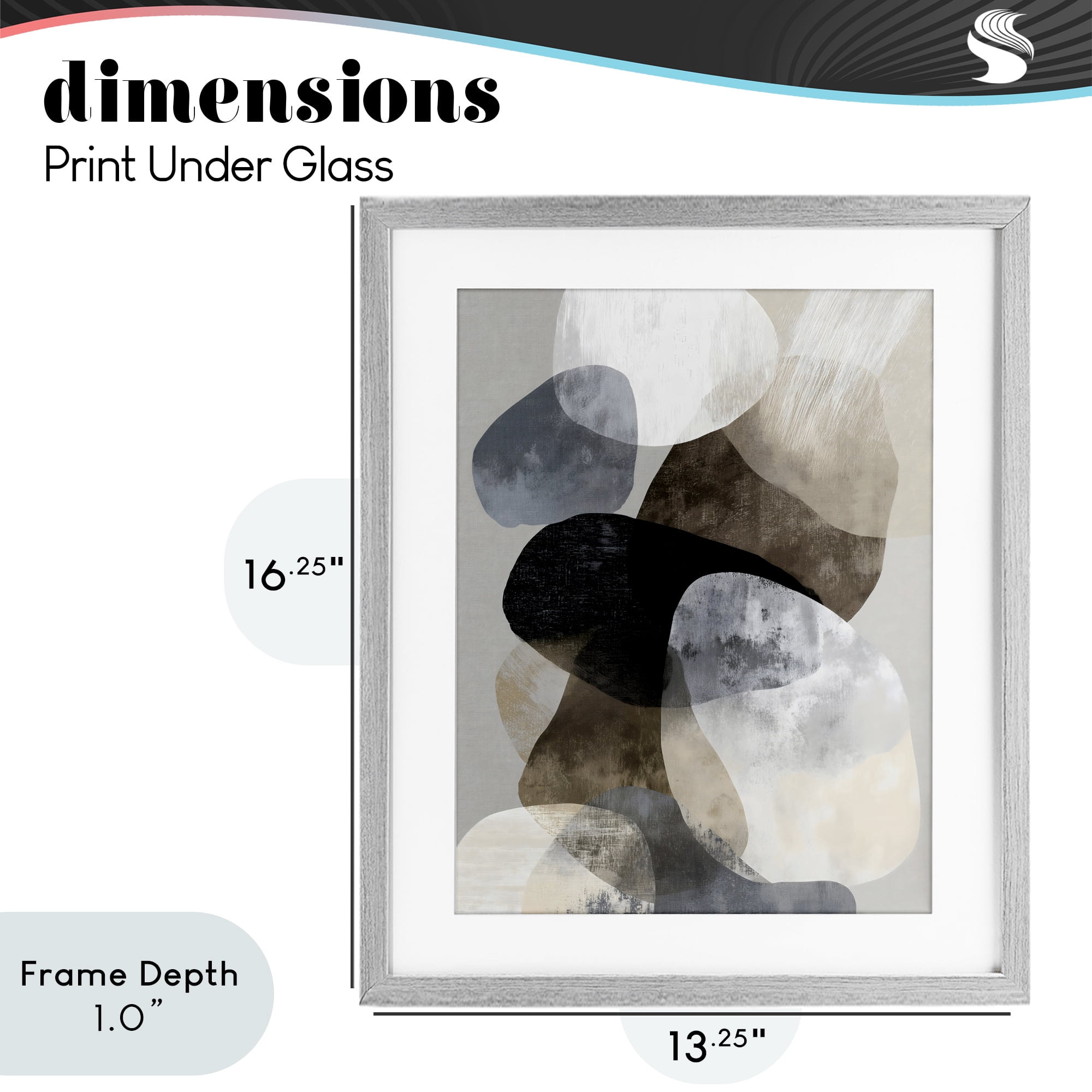 Stupell Industries Thoughts In Muted Layers Gray Framed Print Under Glass, design by Ink Drop Loft