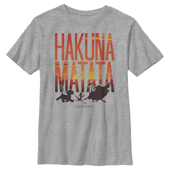 Boy's Lion King Hakuna Matata Sunset Graphic Tee Athletic Heather Large