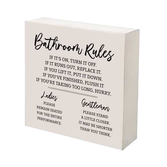 LifeSong Milestones 10x10 Shadow Box Bathroom Rules Ladies (White)